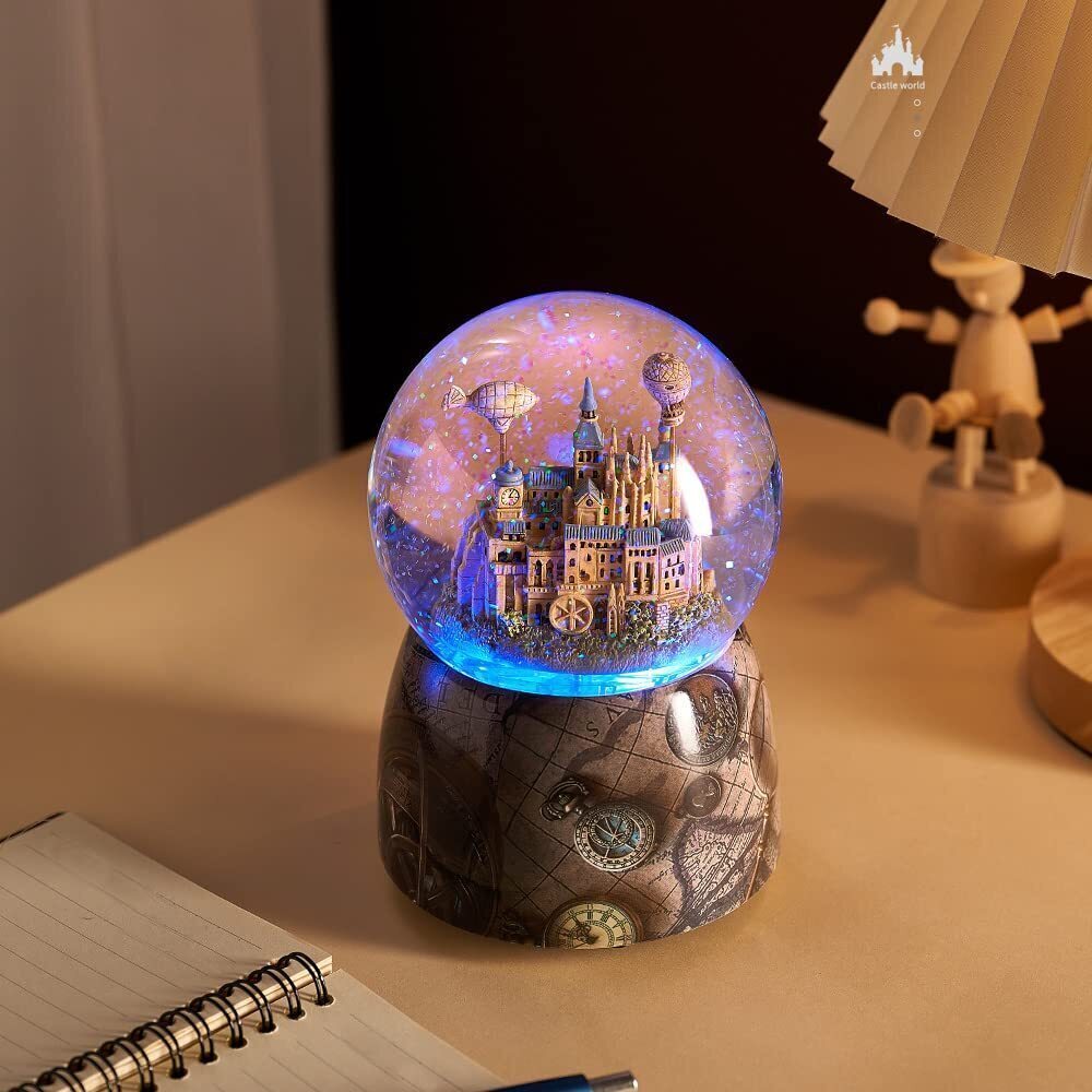 9265 Gift Wrapped Castle Music Box Musical Snow Globe Decoration for Girls